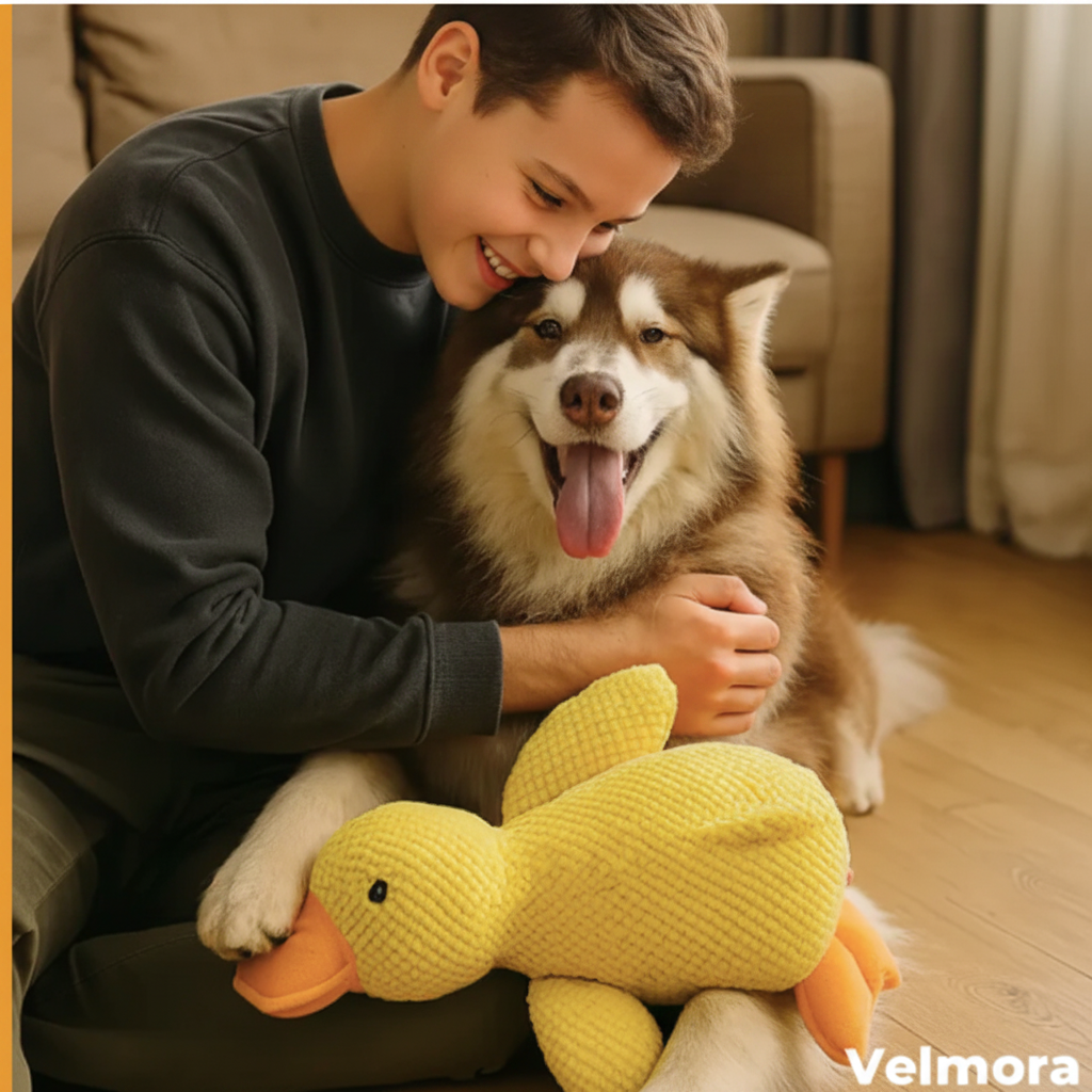 Canard Anti-Stress – Enfant et Malamute – Velmora