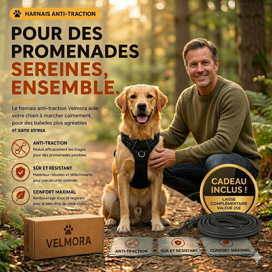 Harnais Velmora Anti-Traction — Retrouve le plaisir de promener ton chien